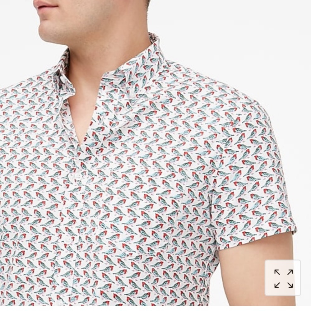 J Crew Factory NWT short sleeve bird print shirt - Picture 3 of 6